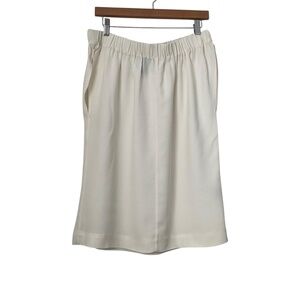 Zero+Maria Cornejo Skirt Sz 4 White Midi Elastic Waist Cut Outs Minimalist Chic